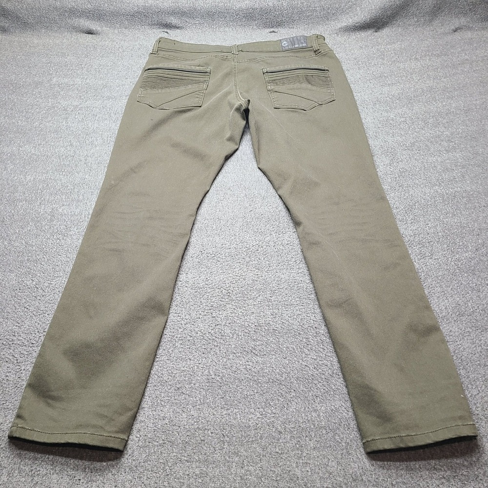 Fried Denim Slim Pants Mens 36x32 Olive Green Excellent Moto Ribbed Pockets - Picture 5 of 7